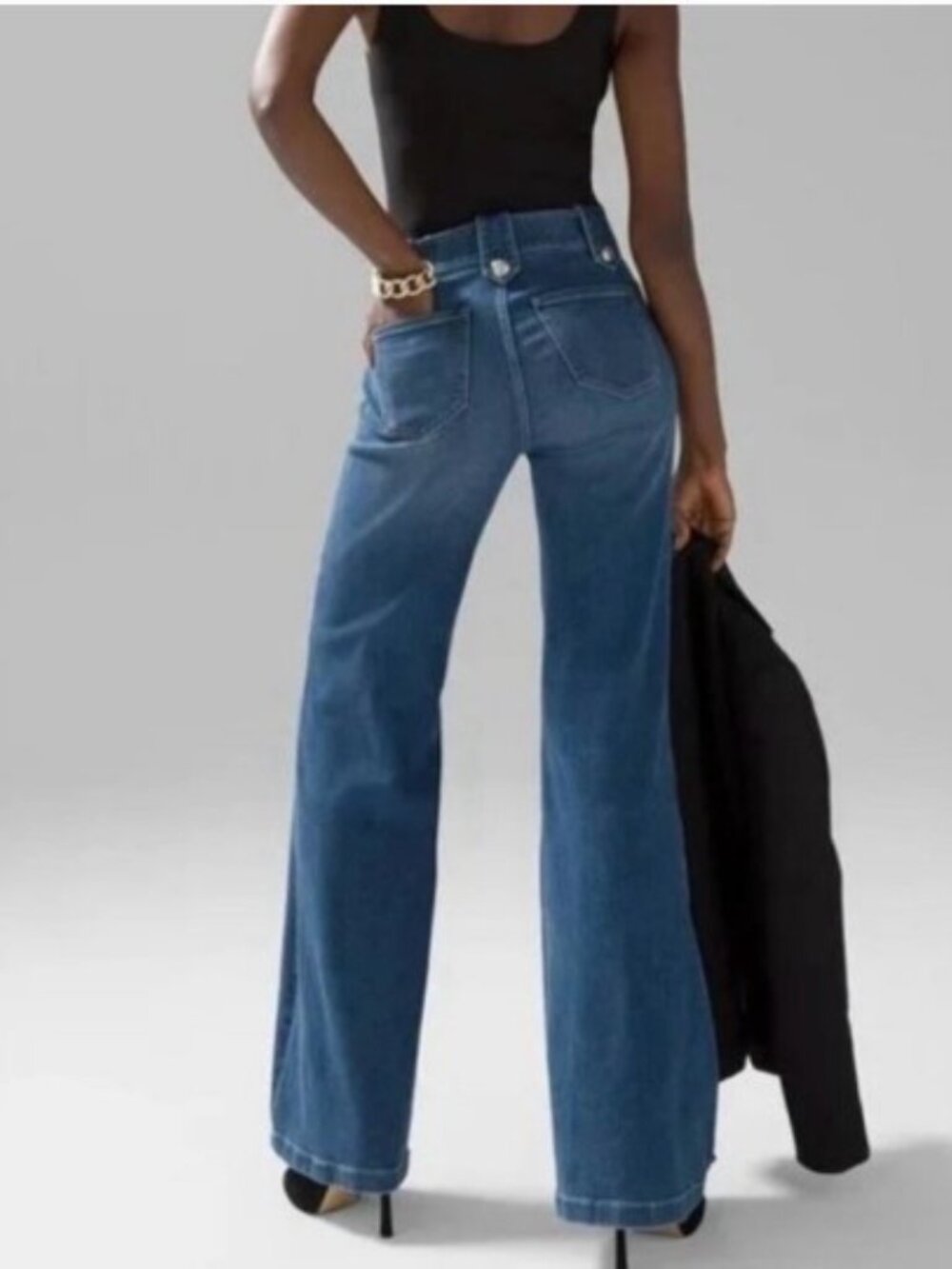 *NWT* WHBM High Rise Mariner Wide Leg Everyday Soft Jeans Sz 8R - Picture 2 of 12